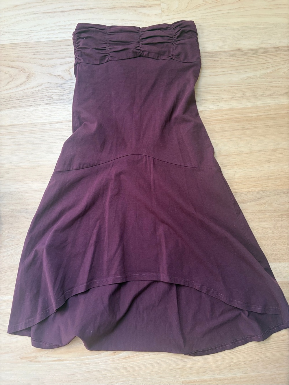 Strapless Burgundy A-Line Skirt Dress